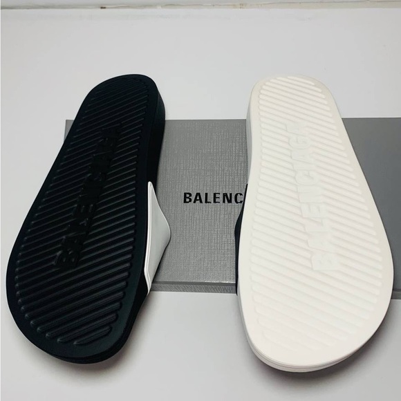 Balenciaga Men's Logo Mismatched Slide Sandal Size 8 - Picture 11 of 15